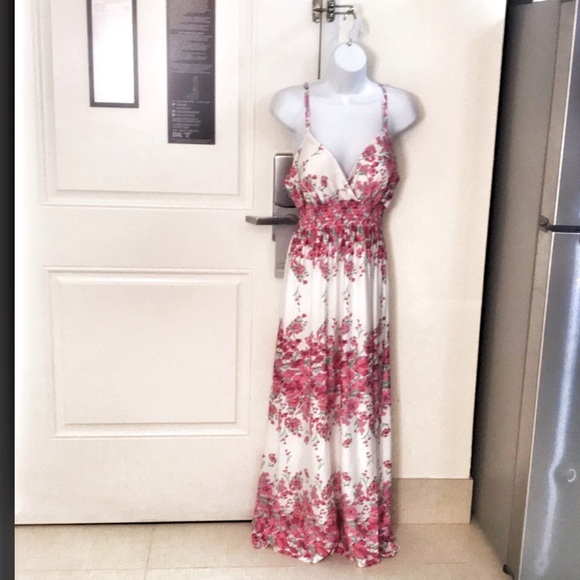 Dots Dresses & Skirts - NWT Dots maxi dress smock waist pink roses XL